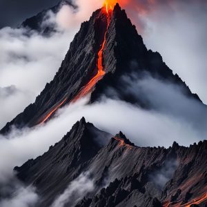 Volcán con humo